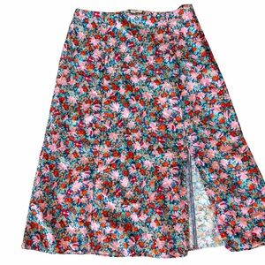 Loft Linen Blend A-Line Slit Skirt